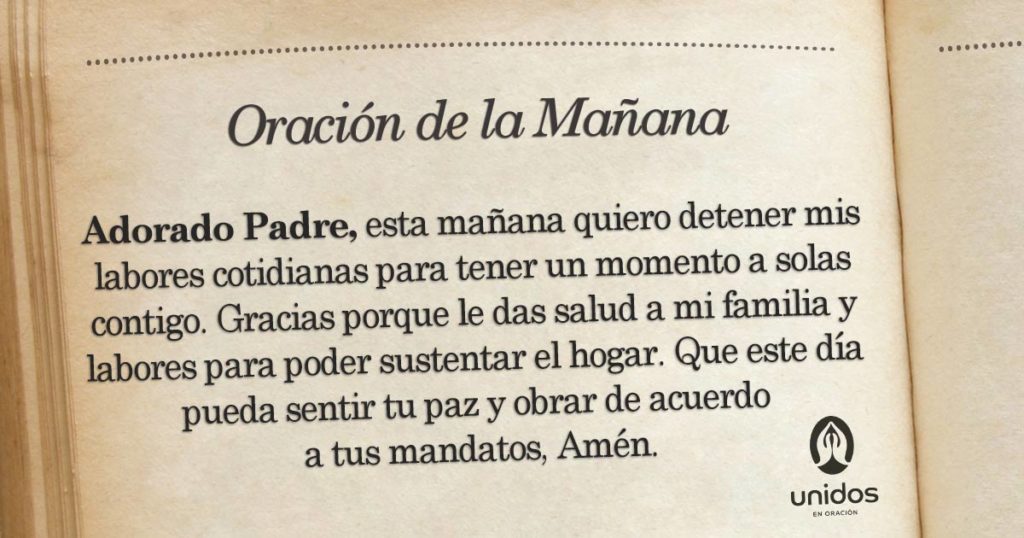 Oración de la mañana para el 21 de Julio