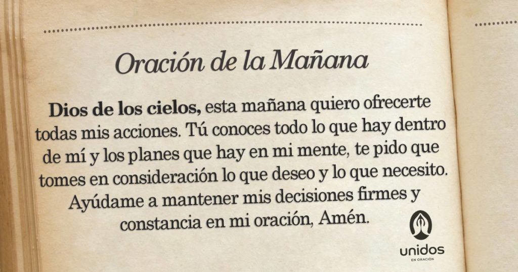 Oración de la mañana para el 29 de Julio