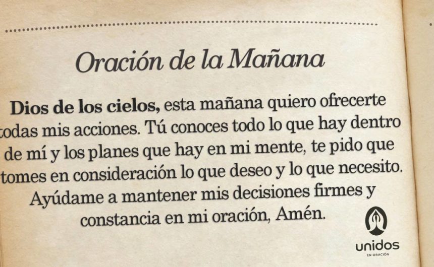 Oración de la mañana para el 29 de Julio