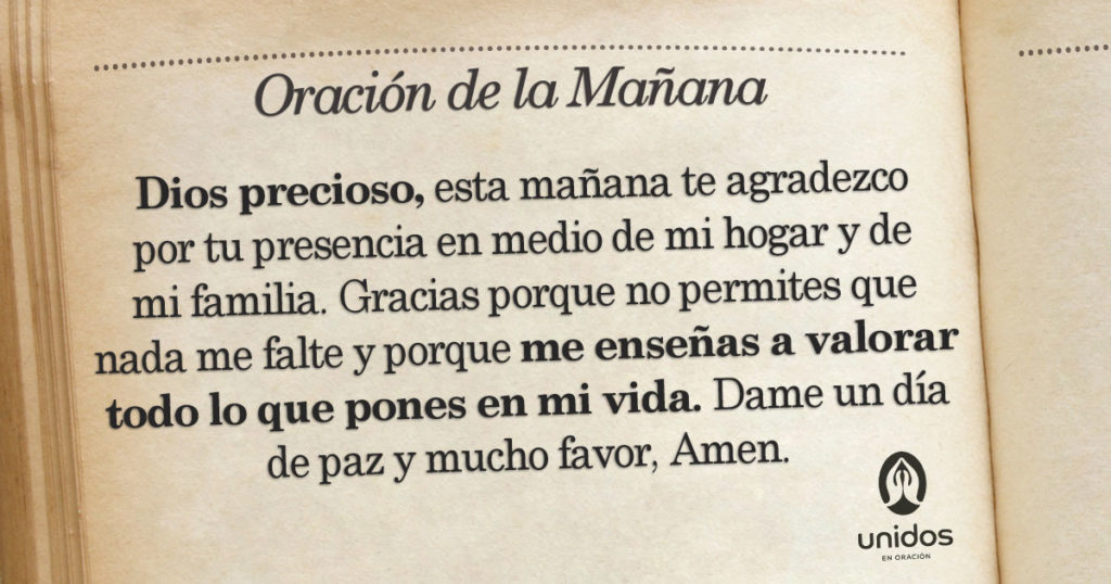 Oración de la mañana para el 5 de Agosto