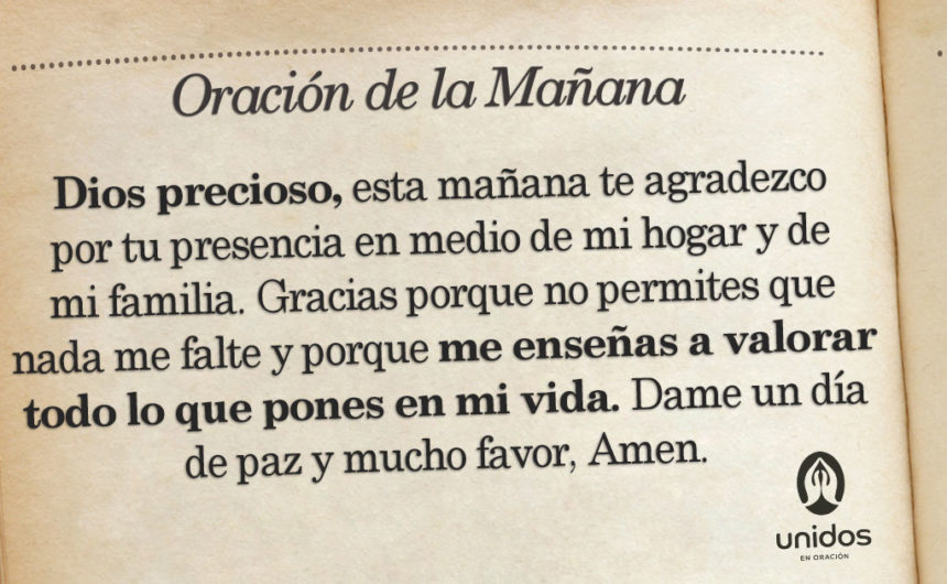 Oración de la mañana para el 5 de Agosto