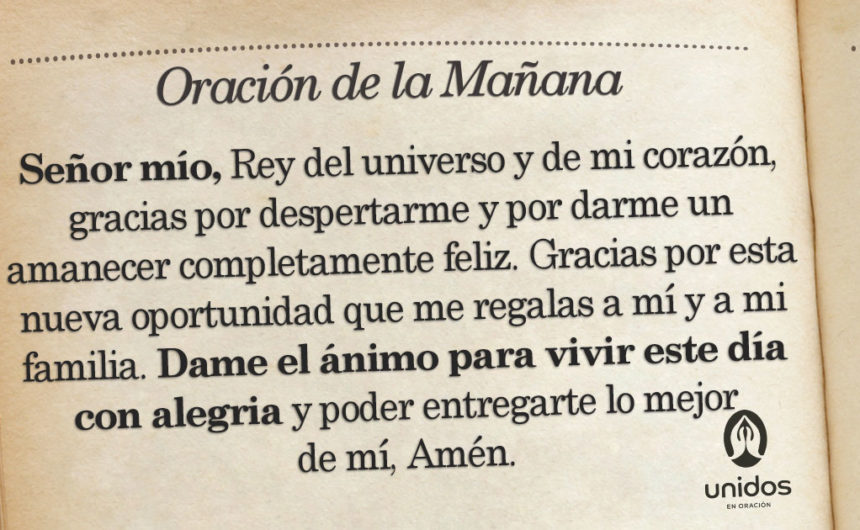Oración de la mañana para el 12 de Agosto