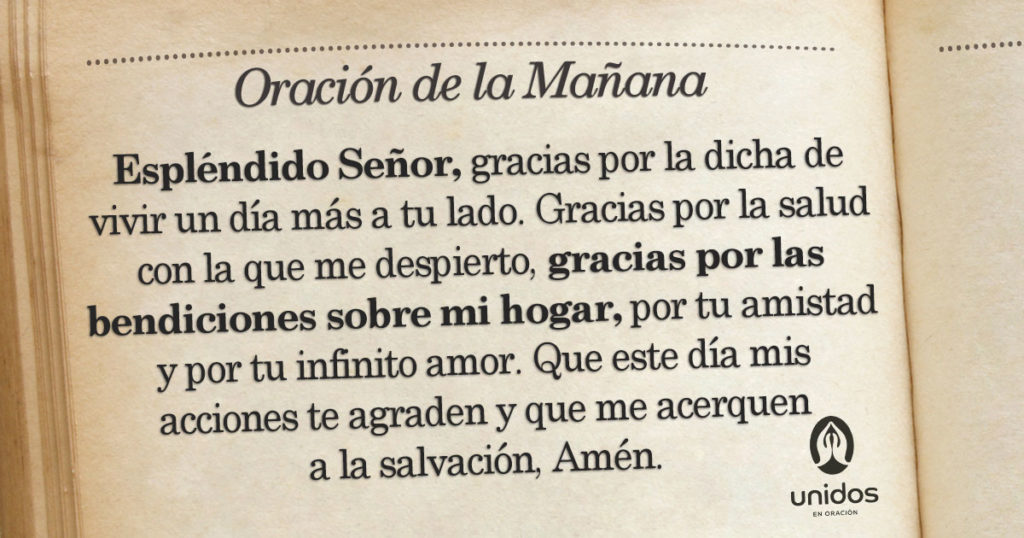 Oración de la mañana para el 18 de Agosto