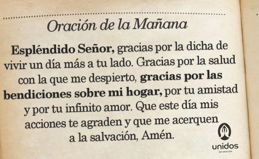 Oración de la mañana para el 18 de Agosto