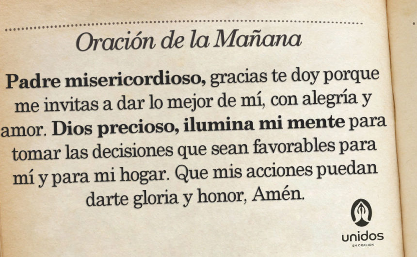Oración de la mañana para el 25 de Agosto