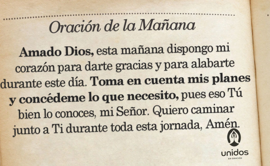 Oración de la mañana para el 27 de Agosto