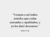 «Vengan a mí todos ustedes que están cansados y agobiados, y yo les daré descanso.»