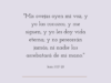 «Mis ovejas oyen mi voz, y yo las conozco, y me siguen, y yo les doy vida eterna; y no perecerán jamás, ni nadie las arrebatará de mi mano.»