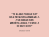 «Te alabo porque soy una creación admirable. ¡Tus obras son maravillosas, y esto lo sé muy bien!»